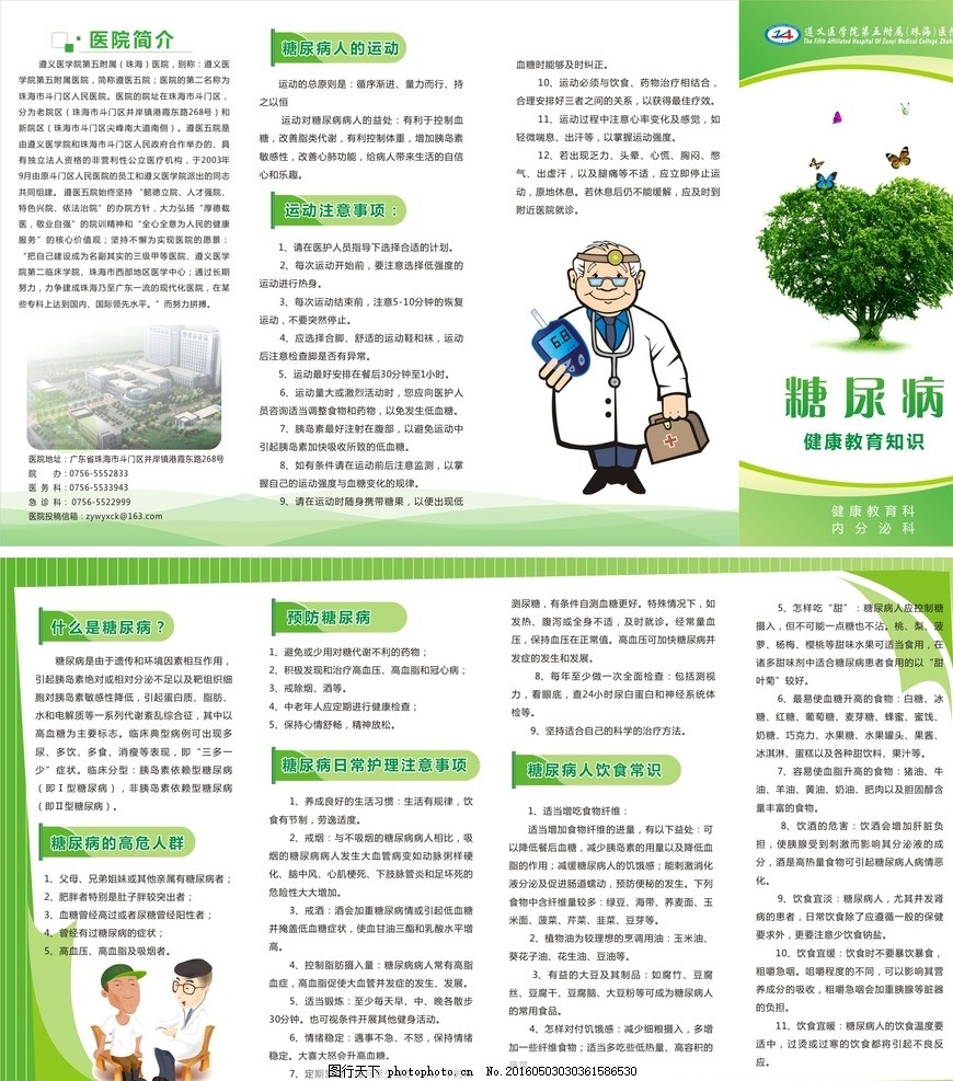 糖尿病健康教育知识折页宣传单 掌握健康管理，科学咨询守护健康